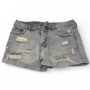 Forever 21 Light Blue Distressed Jean Shorts
